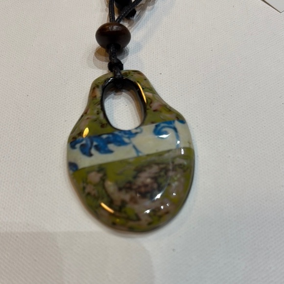 Artistic Blue and Green Pendant Necklace - Picture 2 of 10